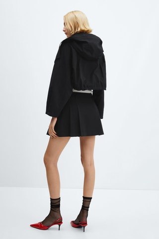 Parka crop capuche - Noir