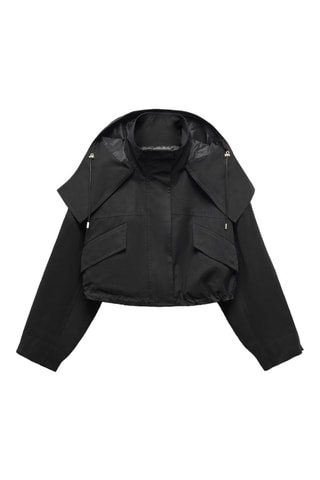 Parka crop capuche - Noir