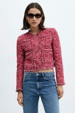 Veste tweed poches - Fuchsia
