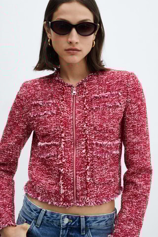 Veste tweed poches - Fuchsia