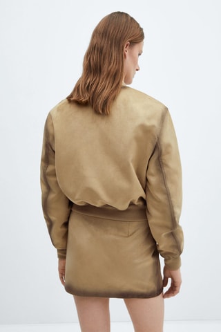 Veste bomber similicuir effet usé - Gris clair