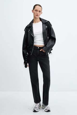 Veste biker similicuir  - Noir