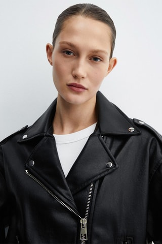 Veste biker similicuir  - Noir