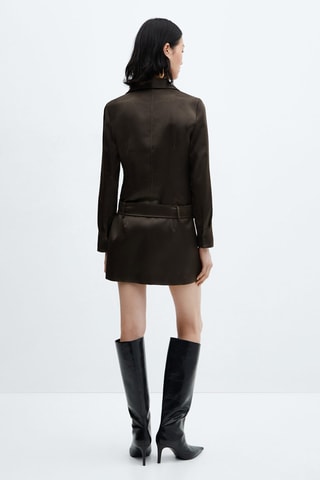 Robe satinée ceinture - Kaki