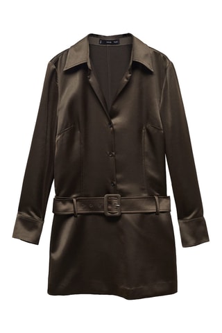 Robe satinée ceinture - Kaki