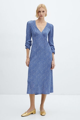 Robe imprimée à nœud - Bleu