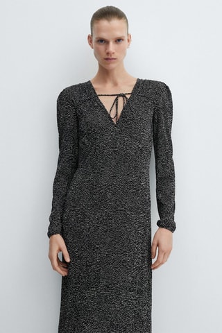 Robe imprimée à nœud - Noir