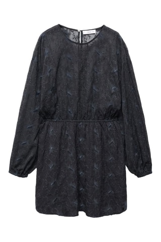 Robe brodée manches bouffantes - Noir