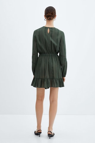 Robe brodée manches bouffantes - Vert