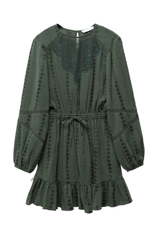 Robe brodée manches bouffantes - Vert