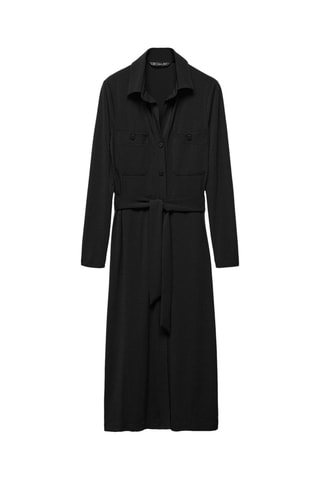 Robe chemisier ceinture - Noir