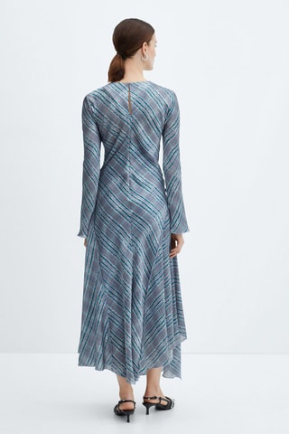 Robe satinée carreaux - Bleu