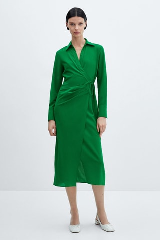 Robe chemisier croisée - Vert