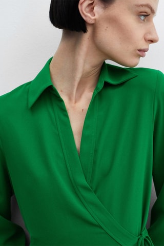 Robe chemisier croisée - Vert