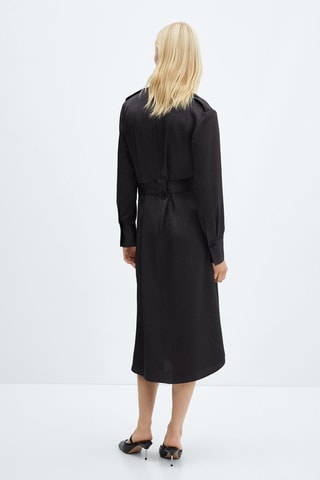 Robe chemisier satinée - Bleu foncé