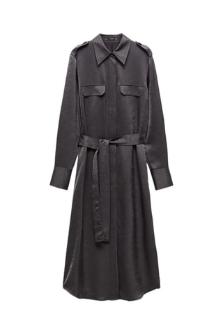 Robe chemisier satinée - Bleu foncé