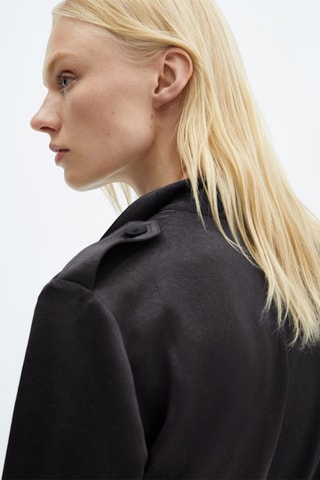 Robe chemisier satinée - Bleu foncé
