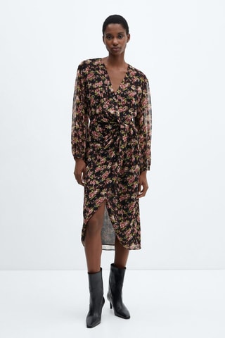 Robe imprimée nœud - Noir