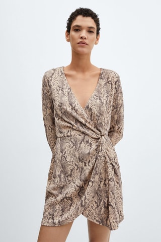 Robe texturée en imprimé animal - Beige