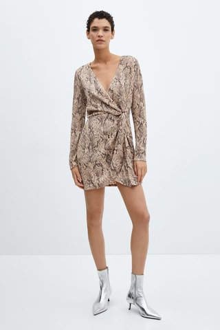 Robe texturée en imprimé animal - Beige