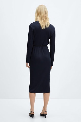 Robe cache-cœur ceinture - Bleu nuit