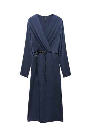 Robe cache-cœur ceinture - Bleu nuit