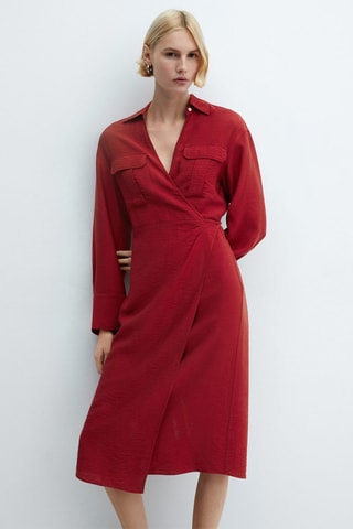 Robe midi cache-cœur - Rouge