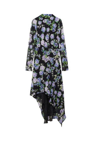 Robe asymétrique fleurs - Noir