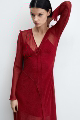 Robe imprimée à nœud - Rouge