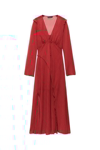 Robe imprimée à nœud - Rouge