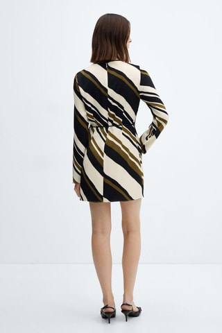 Robe à rayures avec ceinture - Noir