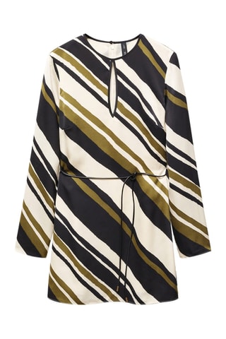 Robe à rayures avec ceinture - Noir
