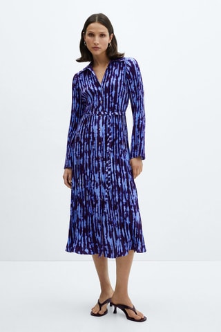 Robe chemisier ceinture - Bleu