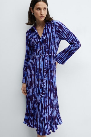 Robe chemisier ceinture - Bleu