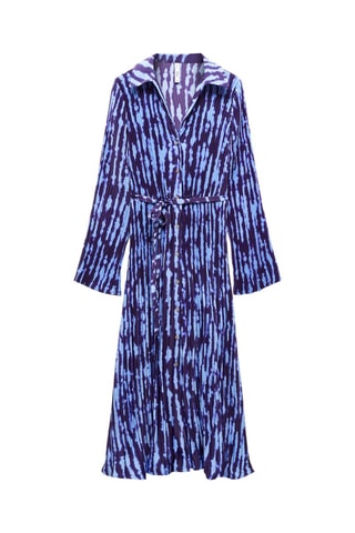 Robe chemisier ceinture - Bleu