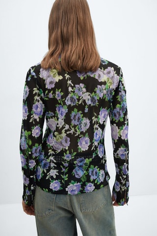 Chemise imprimée semi-transparente - Noir