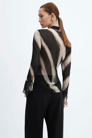 Chemise imprimée semi-transparente - Noir