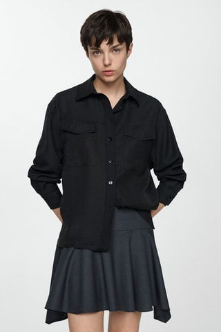 Chemise modal poches - Noir