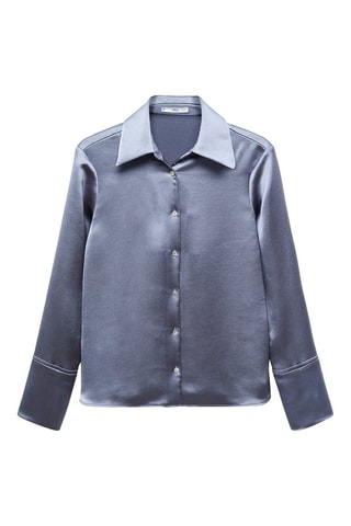 Chemise satinée boutons - Bleu