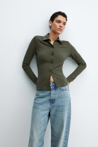 Chemise maille coton - Kaki