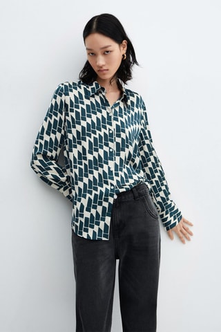 Chemise fluide satinée - Bleu nuit