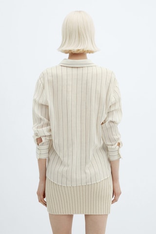 Chemise à rayures et poches - Blanc cassé