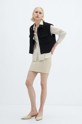 Chemise à rayures et poches - Blanc cassé