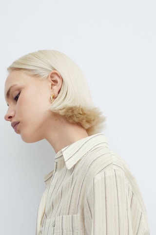 Chemise à rayures et poches - Blanc cassé