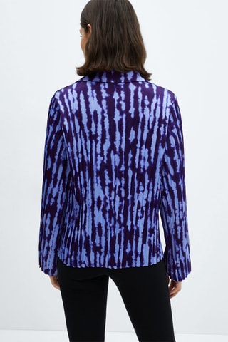 Chemise froncée imprimée - Bleu