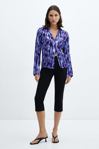 Chemise froncée imprimée - Bleu