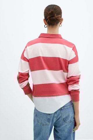 Polo rayures combiné chemise - Rose
