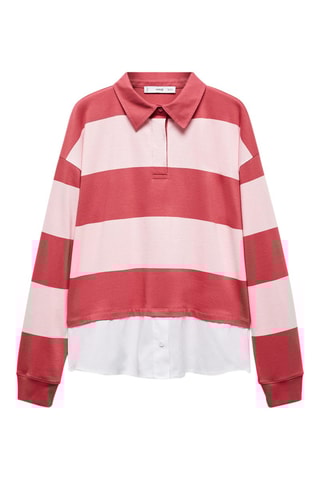Polo rayures combiné chemise - Rose