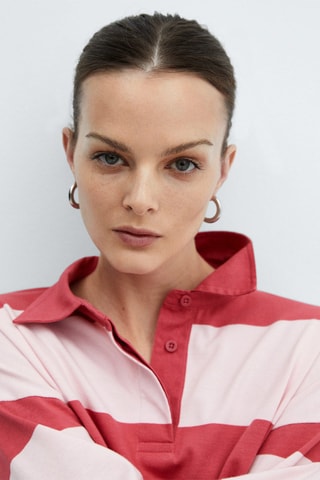 Polo rayures combiné chemise - Rose