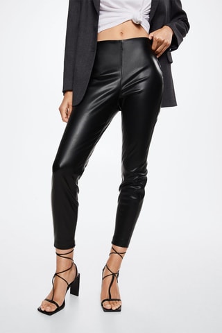 Legging similicuir ouvertures - Noir